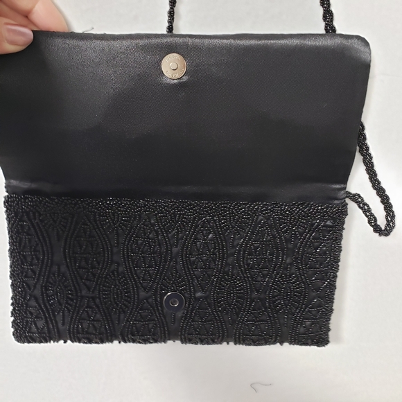 Vintage Fellini Carlo Fellini Black Beaded Evening Clutch Bag Art Deco See Notes - Picture 6 of 9